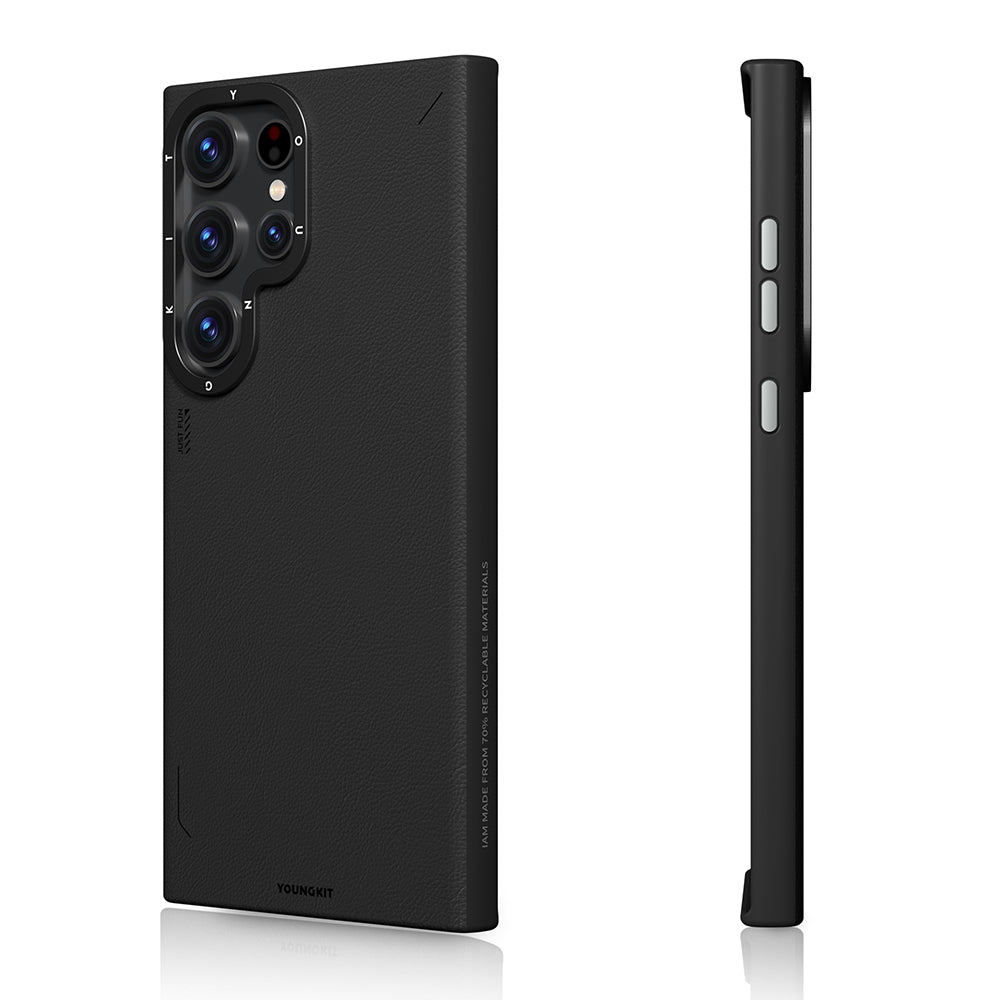 Youngkit Tech Fashion Serisi Galaxy S23 Ultra Basit Mat Deri Desenli M-safe Kılıf Youngkit Tech Fashion Serisi Galaxy S23 Ultra Basit Mat Deri Desenli M-safe Kılıf